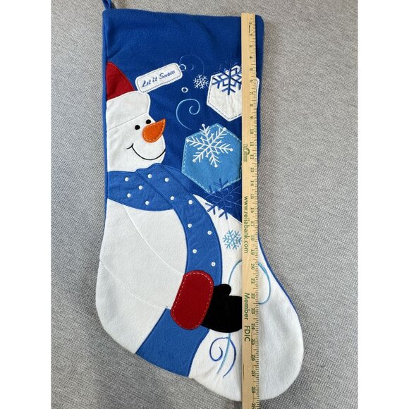 Jumbo Hobby Lobby Let It Snow Snowman Christmas Stocking 29" BlueFelt Winter - Picture 7 of 9
